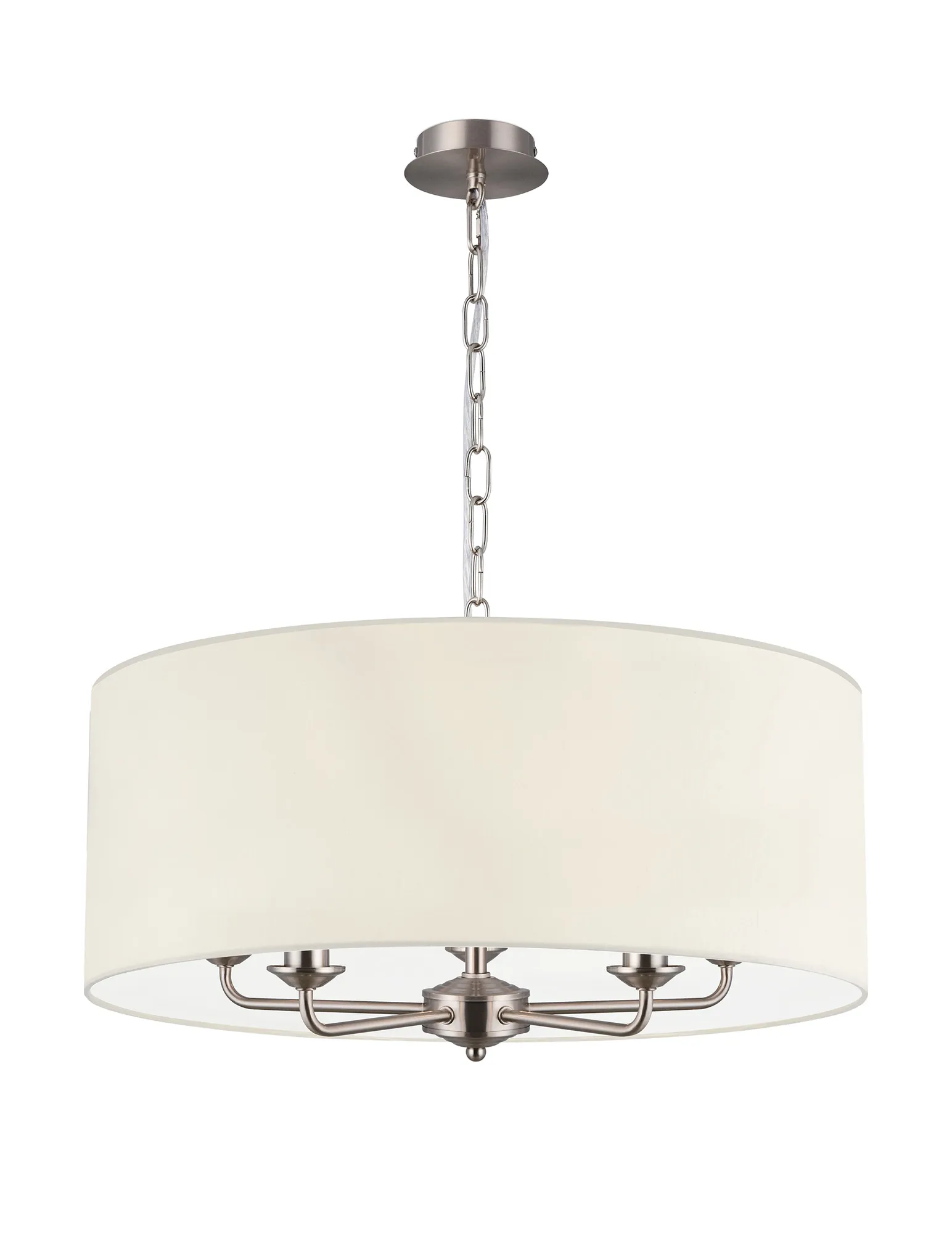 Banyan 60cm 5 Light Pendant Satin Nickel; Ivory Pearl DK0672  Deco Banyan SN IV